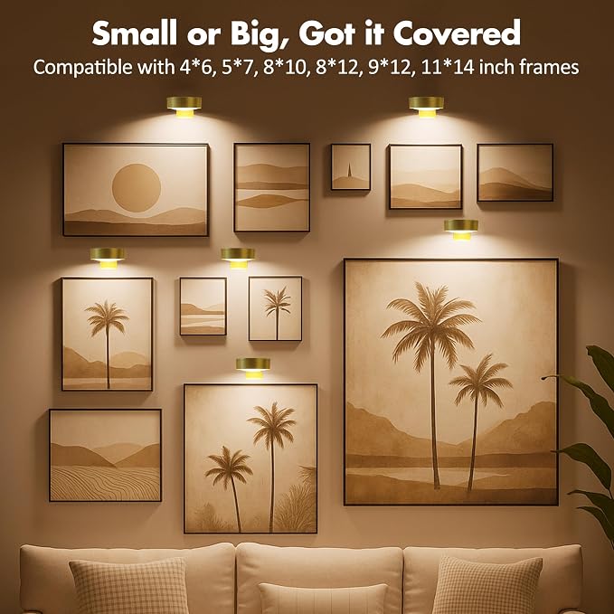 3Pcs Battery Operated Picture Light, Magnetic Led Painting Light - Image 6