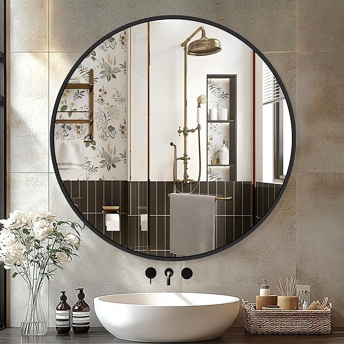 Black Frame Mirror, Bathroom Mirrors by Delma
