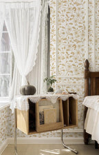 Heroad Floral Wallpaper Peel and Stick White and Gold Contact Paper Boho Peel - Image 2