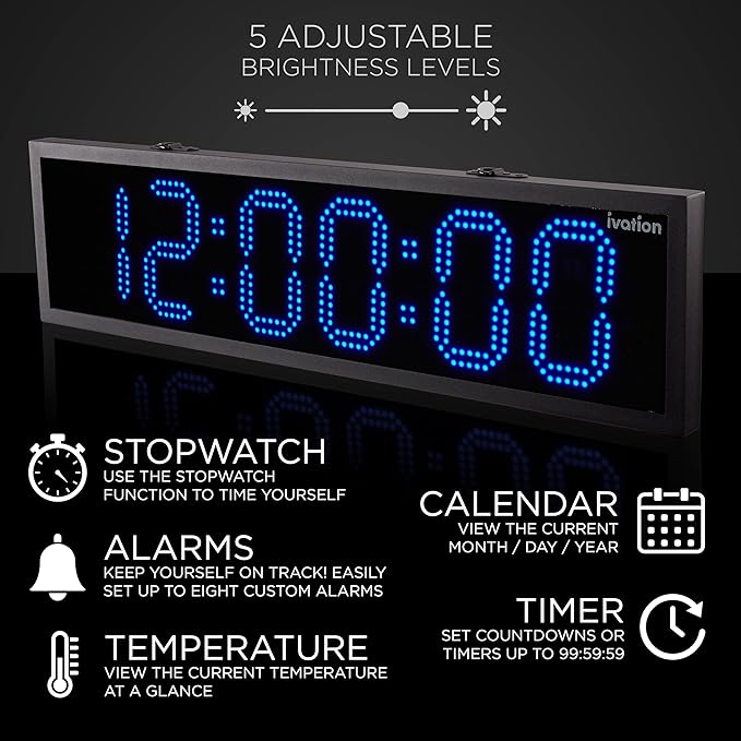 Ivation Oversized 36" Outdoor Waterproof Digital Clock, Auto Time Sync - Image 5
