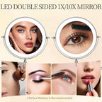 Rocollos Rechargeable Wall Mounted Lighted Makeup Mirror Chrome, 8 Inch - Image 3