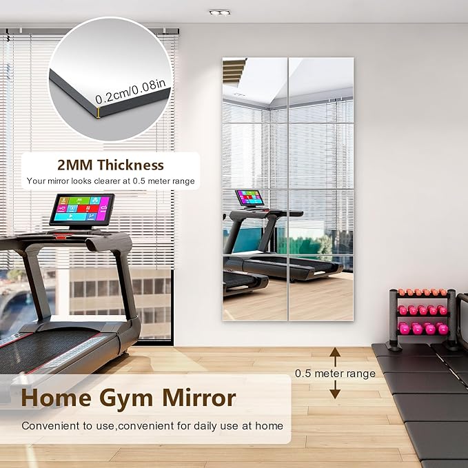 Shiftshade Mirror Wall Full Length, 12X14 Inch Unbreakable Mirror Tiles - Image 5