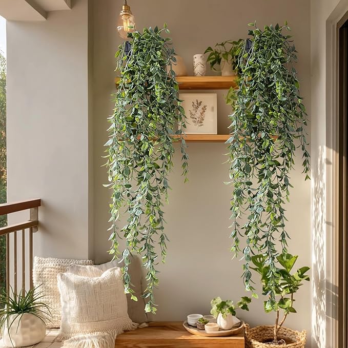 Artificial Hanging Plant 2 Pcs Faux Plant Ivy Vine Faux Eucalyptus Vines Fake by Yarmare