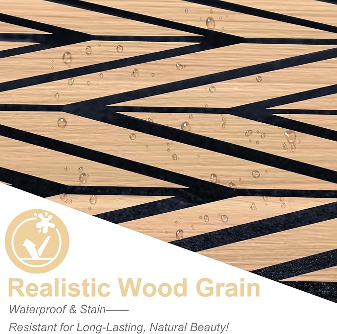 Mollywell Acoustic Panels, PVC Wood-Grain Decor, 12x12 Inch Carved Pattern - Image 2