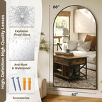 XRAMFY 86"x40" Arched Full Length Mirror Floor Mirrors - Image 4