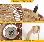 Frideko Rattan Wall Lamp with Plug in Cord Hand Woven Plug in Wall Sconces - Image 5