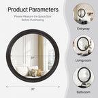 CULER Round Wall Mirrors 36 Inch, Wood Rustic Decorative Transitional Mirror - Image 6
