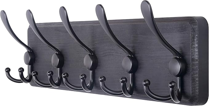 SKOLOO Rustic Wall Mounted Coat Rack: 16" Stud Spacing, Pine Real Wood Plank by SKOLOO