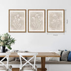 Framed Boho Botanical Flower Wall Art Set of 3, Vintage Minimalist Neutral - Image 4