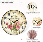 Home Clock 14 Inch Silent Non-Ticking Quartz Movement Wooden Wall Clock Round - Image 5