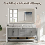 60'' x 36'' Large Beveled Silver Bathroom Vanity Mirror, Shatterproof Rectangle - Image 2