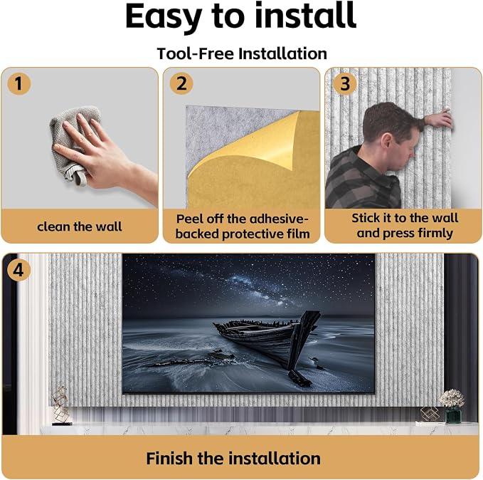 RITOLLO 6 Pack Bilayer Thickened-Sound Proof Wall Panels 47.2"x23.6"x0.72" High - Image 5