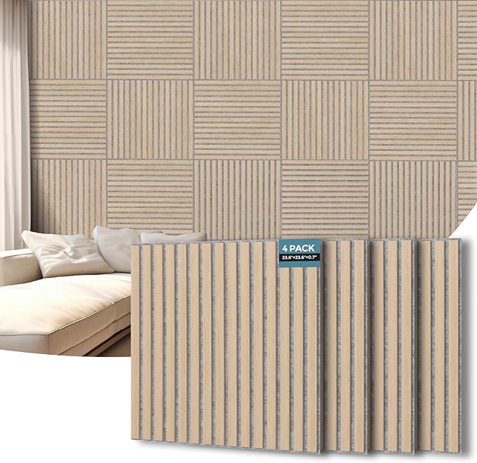 AKUMAX 4 Pack Wood Panels-3D Slat Wall Panelling by AKUMAXWOODWALLPANELS