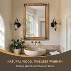Wooden Bathroom Mirror for Wall, for Farmhouse, Living Room, Entryway Decor - Image 3