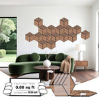 Mollywell Acoustic Panels, PVC Wood-Grain, 14x12 Inch Hexagon Carved Sound - Image 2