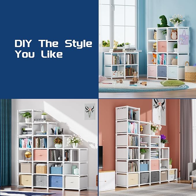Mavivegue 20 Cube Book Shelf, Storage Organizer, Large DIY Bookcase, Metal Cube - Image 6