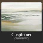 Large Framed Green Abstract Landscape Wall Art - Image 9