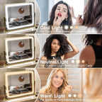 FENNIO Gold Vanity Mirror with Lights 22"x19", LED Lighted Makeup Mirror - Image 2