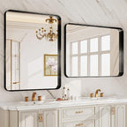 Black Bathroom Mirrors for Over Sink, 24X36 Inch Matte Metal Framed Vanity - Image 3