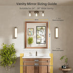 36x30 Inch Bathroom Mirror for Wall, Anti-Rust Walnut Wood Grain Metal Framed - Image 2