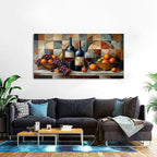 Geometric Kitchen Wall Art Abstract Wine Canvas Prints Red Wine Glass and Fruit - Image 6