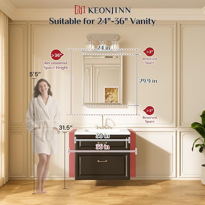 Keonjinn 24" x 30" Brushed Nickel Mirrors - Image 2
