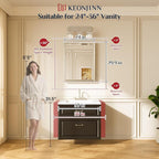 Keonjinn 24" x 30" Black Bathroom Vanity Mirror, HD Tempered Glass, Shatterproof - Image 2