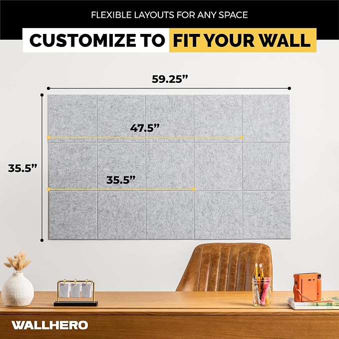 WALLHERO Cork Boards for Walls, Bulletin Boards 59"x36" | 15 Pack | Felt - Image 4