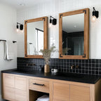 Bathroom Mirror for Wall with Wooden Frame, Vertical or Horizontal Hanging - Image 3