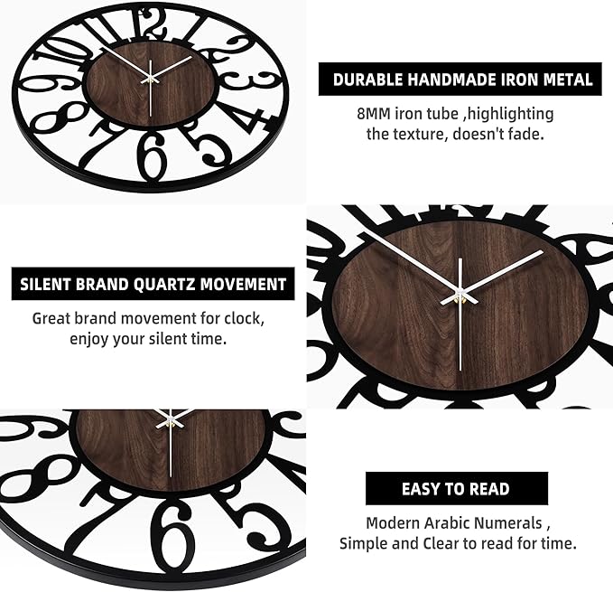 1st owned Large Wall Clock for Living Room Decor- 24" Decorative Antique Silent - Image 4