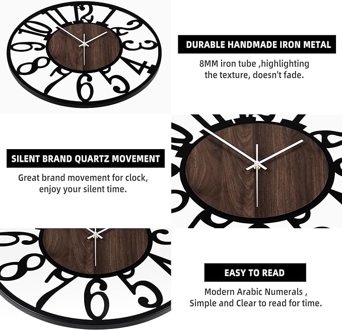 1st owned Wall Clock for Living Room -13" Silent Non Ticking, Battery Operated - Image 4