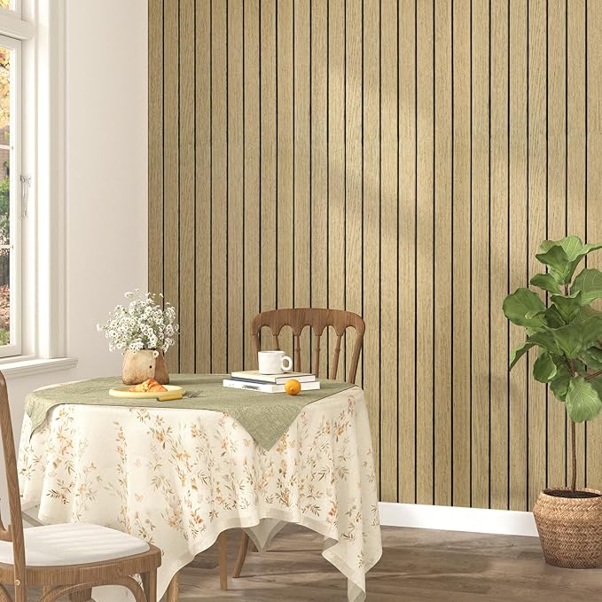 Oak Brown Wood Wall Panels Peel and Stick Fluted Slat Wall Paneling Flexible - Image 2
