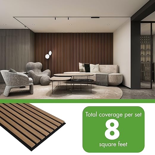 Art3d 4-Pack 12" x 24" Soundproof Wood Slat Panels, 8 sq.ft Acoustic Wall Panels - Image 4