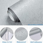 Cohoo Home Gray Peel and Stick Wallpaper Grey Silk Contact Paper - Image 4