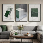 Large Framed Green and White Abstract Wall Art by Cuspin