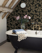 Ismoon Floral Peel and Stick Wallpaper Vintage Black and Gold Contact Paper - Image 4