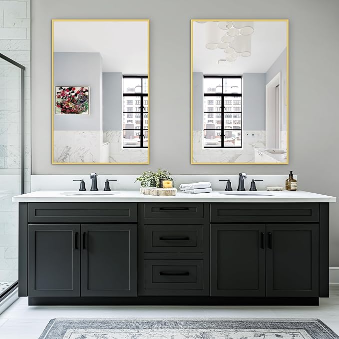 TRAHOME Bathroom Vanity Mirror for Wall, 2 Pack 36" x 24" Metal Framed - Image 2