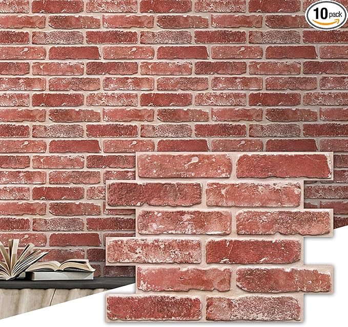 Commomy 3D Peel and Stick Brick, Ultralight Thin PVC Faux Brick Wall Panels by CommomyDecor