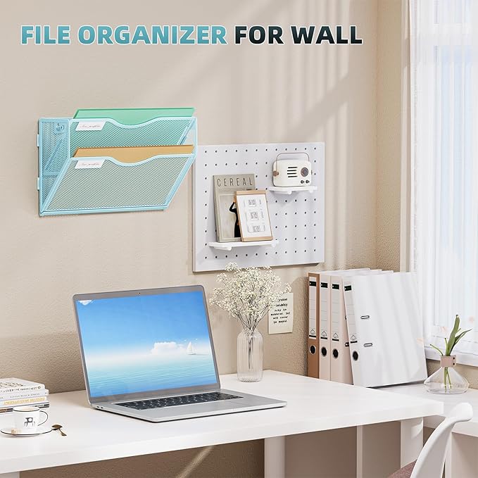 Marbrasse Wall File Holder 2-Tier Hanging Wall File Organizer, Mesh Mail Holder - Image 6