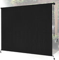 7'W x 6'H Black Patio Shades Roll up Outdoor Roller Shade Crank Wand Blind by Unknown