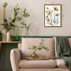 Wood Framed Sage Green Botanical Wall Art Set of 3, Boho Floral Canvas Wall - Image 3