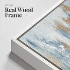 White Framed Blue and Gold Abstract Canvas Wall Art - Image 6