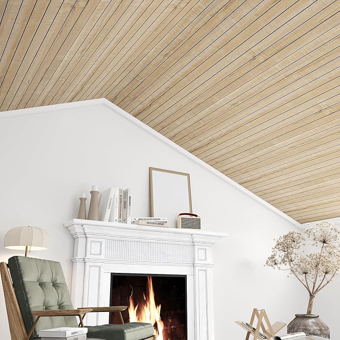 VEELIKE Sand Birch Wood Wall Panels Peel and Stick Distressed Wood Grain Slat - Image 6
