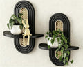 Floating Shelves for Wall, Boho Home Wall Decor, Rattan Plant Shelf Set of 2 by Hongsane