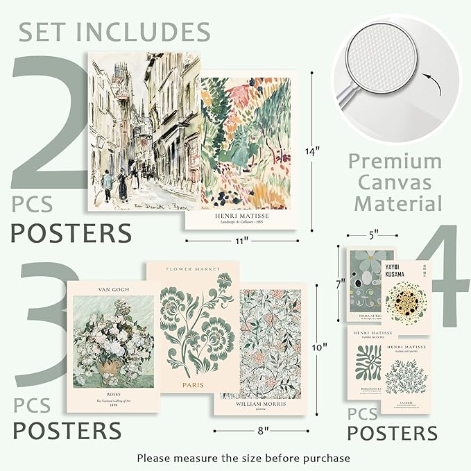 KBKBART 9 PCS Sage Green Wall Art - Image 2