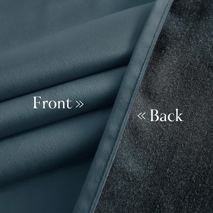 NICETOWN Slate Blue Blackout Velvet 108 inches Long Curtains - Image 6