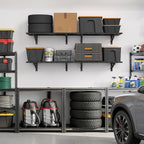 Jusgym 4 Pack Heavy Duty Garage Wall Shelving Set, Wall Mounted Garage Shelves - Image 7