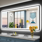 84x32 Black Framed LED Bathroom Mirror by Awandee