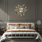 23.6 inch Gold Starburst Wall Clock, Non-Ticking Large Modern Sunburst - Image 6