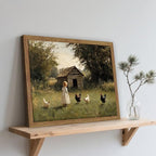 Vintage Country Framed Wall Art, Little Girl and Chick Canvas Prints, Rustic - Image 8
